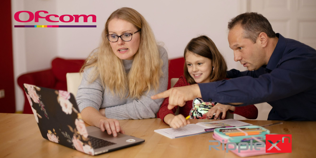 RippleXn's take on the Ofcom VSP report - a family looking at a shared laptop screen